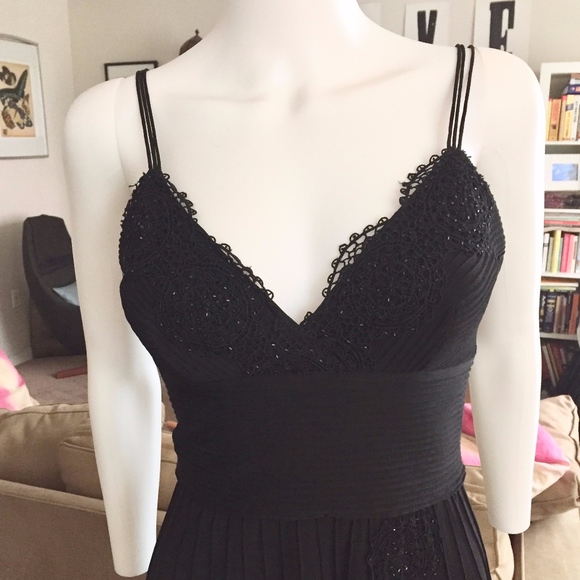 JS Collection Pleated Lace Trim & Beaded Dress - Picture 1 of 3